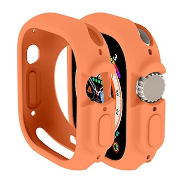 Yrzper Compatible for Apple Watch Ultra 321 49mm Case AllRound Shockproof TPU Silicone Protective Cover Bumper ShockAbsorbing ScratchResistant Case for Women Men Orange