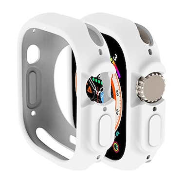 Yrzper Compatible for Apple Watch Ultra 321 49mm Case AllRound Shockproof TPU Silicone Protective Cover Bumper ShockAbsorbing ScratchResistant Case for Women Men White