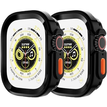 Yrzper Compatible for Apple Watch Ultra 321 49mm Rugged Case All Around Shockproof TPU Protective Cover Bumper Lightweight and Shock Absorbent for Women Men 2Black