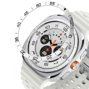 DEALELE Bezel Cover Compatible with Samsung Galaxy Watch Ultra 47mm 20252024 Time Scale Stainless Steel Metal Bezel Ring Adhesive Cover Anti Scratch Protector Accessory Silver