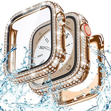 Goton 40mm Waterproof Bling Case for Apple Watch Screen Protector SE 321Series 654 40 mm Sparkling PC Front Bumper Hollow Back for iWatch Cover SplashResistant Easy Install