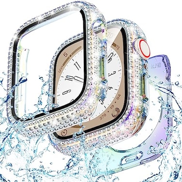 Goton 40mm Waterproof Bling Case for Apple Watch Screen Protector SE 321Series 654 40 mm Sparkling PC Front Bumper Hollow Back for iWatch Cover SplashResistant Easy Install