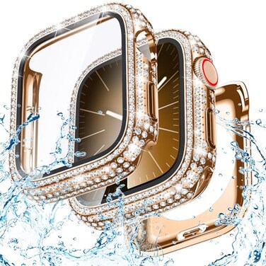 Goton 41mm Waterproof Bling Case for Apple Watch Screen Protector Series 987 41 mm Sparkling PC Front Bumper Hollow Back for iWatch Cover SplashResistant Easy Install