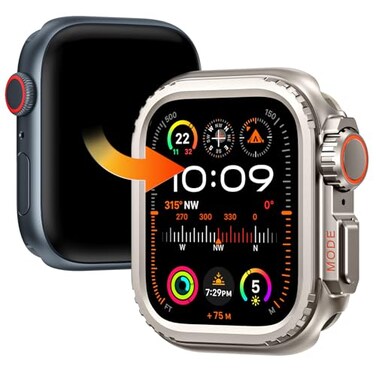 Goton Aluminum Alloy Case for Apple Watch Series 9 8 7 45mm UltraStyle Metal Bumper Protector with Ceramic Back Shockproof Cover for Business Daily Use