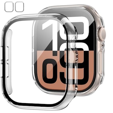 JZK 2 Pack Case with Tempered Glass Screen Protector for Apple Watch Series 112025 Series 10 46mm Slim Guard Bumper Full Coverage Hard PC UltraThin Cover for iWatch 1110 46mm AccessoriesClear