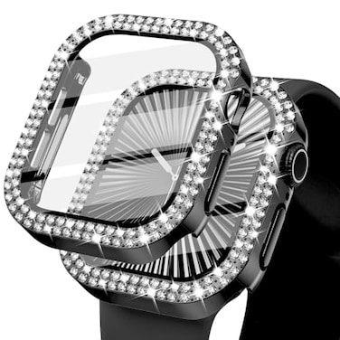 KADES Bling Case for Apple Watch 40mm with Builtin Screen Protector Sparkling Rhinestone Protective Cover Compatible with Apple Watch Series SE3 SE2 6 5 4 SE 40mm Black