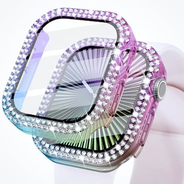 KADES Bling Case for Apple Watch 42mm with Builtin Screen Protector Sparkling Rhinestone Protective Cover Compatible with Apple Watch Series 3 2 1 42mm Iridescent