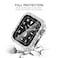 KADES Bling Case for Apple Watch with Builtin Screen Protector Tempered Glass Sparkling Rhinestone Protective Cover for iWatch Series SE3 SE2 6 5 4 SE 44mm White with Silver Edge