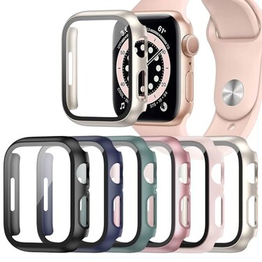 Landhoo 6 Pack Case for Apple Watch Series 987 41mm Tempered Glass Screen Protector Hard PC UltraThin Scratch Resistant Full Protective Face Cover Bumper for iWatch 41mm Accessories