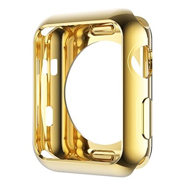 Leotop Compatible with Apple Watch Case 44mm 40mm Soft Flexible TPU Plated Protector Bumper Shiny Cover Lightweight Thin Guard Shockproof Frame Compatible for iWatch Series 6 5 4 SE Gold 40mm