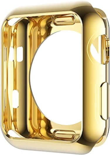 Leotop Compatible with Apple Watch Case 45mm 41mm Soft Flexible TPU Plated Protector Bumper Shiny Cover Lightweight Thin Guard Shockproof Frame Compatible for iWatch Series 9 8 7 41 mm Gold