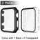 Misxi 2 Pack PC Case with Tempered Glass Screen Protector Compatible with Apple Watch Series 3 Series 2 42mm HD Overall Shockproof Protective Cover for iWatch 1 Black 1 Transparent