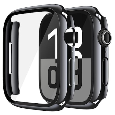 Misxi 2 Pack Tempered Glass Case Compatible for Apple Watch Series 11 Series 10 42mm Hard PC Screen Protector Overall Protection UltraThin Lightweight ScratchResistant Cover for iWatch Jet Black