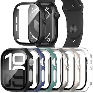 Nxtudy 6 Pack Case with Tempered Glass Screen Protector for Apple Watch Series 1011 46mm UltraThin Protective Face Cover Hard PC Bumper Case for iWatch 46mm Accessories
