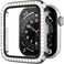 D & Rhinestone Case Compatible with Apple Watch 40mm Series 6SE 5 4 with Tempered Glass Screen Protector Bling Crystal Bumper Hard PC Thin Protective Cover for iWatch Women Men Silver