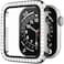 D & Rhinestone Case Compatible with Apple Watch 40mm Series 6SE 5 4 with Tempered Glass Screen Protector Bling Crystal Bumper Hard PC Thin Protective Cover for iWatch Women Men Silver