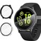 Suoman 2 Pack for Garmin vivoactive 5 Smartwatch Case 9H Tempered Glass Screen Protector Charger Port Allcoverage PC Protective Cover Bumper BlackClear