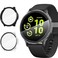 Suoman 2 Pack for Garmin vivoactive 5 Smartwatch Case 9H Tempered Glass Screen Protector Charger Port Allcoverage PC Protective Cover Bumper BlackClear