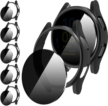 Suoman 55 Pack for Samsung Galaxy Watch 7 FE 40mm Case AntiPeeping 9H Tempered Glass Privacy Screen Protector AllRound PC Matte Protective Cover Bumper
