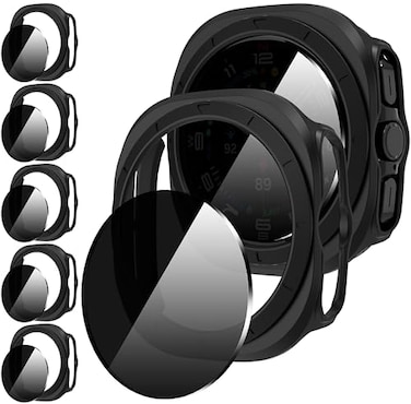 Suoman 55 Pack for Samsung Galaxy Watch 78 Ultra 47mm 20242025 Case AntiPeeping 9H Tempered Glass Privacy Screen Protector AllRound PC Matte Protective Cover Bumper