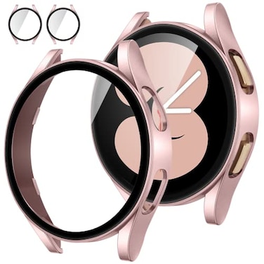 Tensea 2Pack for Samsung Galaxy Watch FE 20245 20224 2021 Screen Protector Case 40mm Accessories Protective Face Cover Builtin Tempered Glass Film Bumper Case 40mm Pink Gold