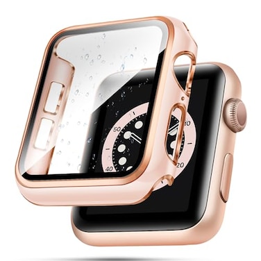 top4cus 40mm Case Compatible with Apple Watch with Builtin Tempered Glass Screen Protector PC Cover for iWatch Series 987SE 2rd SE 6 5 43 2 for Choice 40mm Pink Rose Gold Edge
