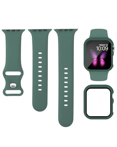 BandSmith Sport Silicone Band and Case Compatible with Apple Watch Bands 38mm 40mm 41mm 42mm 44mm 45mm 46mm Waterproof Apple Watch Strap Screen Protector iWatch Series 11 10 9 8 SE 7 6 5 4 3 2 1 for W