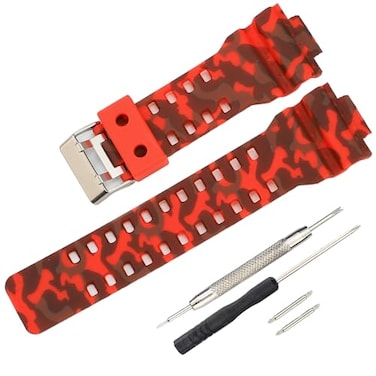 Rihahisy 16mm GShock replacement watch bands for Casio GShock GLS8900GW8900GA110GA100CGA120GD110GLS100 Camouflage Red
