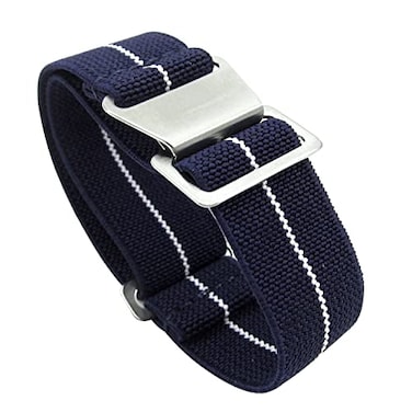 NIBD 60s French Troops Parachute Special Elastic Nylon Watch Band Mans Universal HookandLoop Nylon Strap 202122mm22mm DarkBlue White