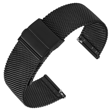 ANNEFIT Mesh Metal Watch Band 316L Stainless Steel Watch Strap Quick Release Replacement Bracelet 20mm Black