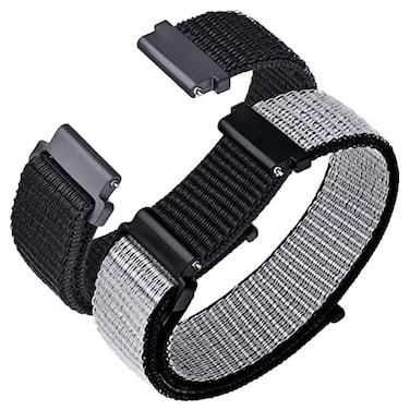 ANNEFIT Nylon Sport Loop Watch Bands 18mm 2 Packs Quick Release Adjustable Strap for Men Women Black and Gray