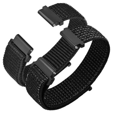 ANNEFIT Nylon Sport Loop Watch Bands 22mm 2 Packs Quick Release Adjustable Strap for Men Women Black and Reflective Black