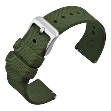 ANNEFIT Silicone Watch Bands for Men Women Soft Rubber Watch Strap with Quick Release Band Width 19mm with Silver Buckle Army Green