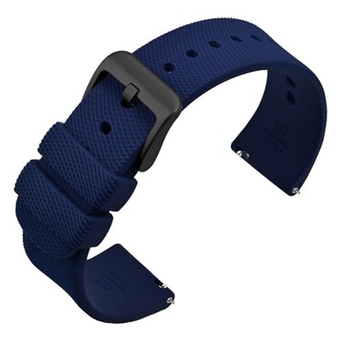 ANNEFIT Silicone Watch Bands for Men Women Soft Rubber Watch Strap with Quick Release Band Width 24mm with Black Buckle Navy Blue
