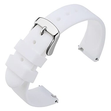 ANNEFIT Watch Band Silicone Quick Release Soft Rubber Replacement Watch Strap 20mm with Silver Buckle White