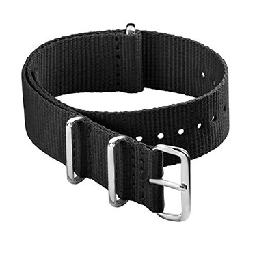 Archer Watch Straps Classic Military Style Nylon Watch Bands BlackGray 20mm