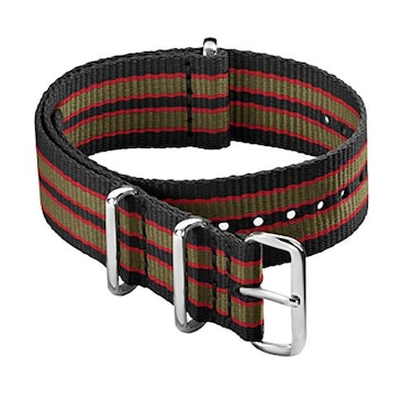 Archer Watch Straps Classic Military Style Nylon Watch Bands BlackRedGreen 22mm