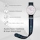 Ayadoo Stripe Nylon Watch Bands Sport OnePiece Watch Strap Compatible With 20mm Replacement Black Blue with Silver Buckle