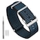 Ayadoo Stripe Nylon Watch Bands Sport OnePiece Watch Strap Compatible With 20mm Replacement Black Blue with Silver Buckle