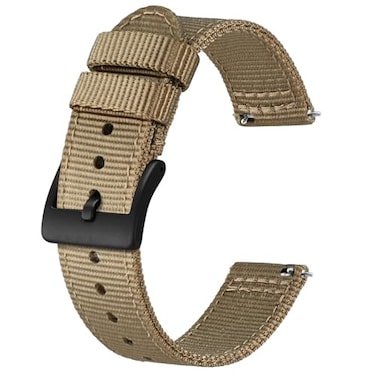 BISONSTRAP Mens Nylon Watch Bands TwoPiece Military Watch Straps Quick Release Brushed Buckle 18mm Khaki Black Buckle