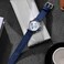 BISONSTRAP Mens Nylon Watch Bands TwoPiece Military Watch Straps Quick Release Brushed Buckle 22mm Blue Silver Buckle