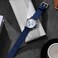BISONSTRAP Mens Nylon Watch Bands TwoPiece Military Watch Straps Quick Release Brushed Buckle 22mm Blue Silver Buckle