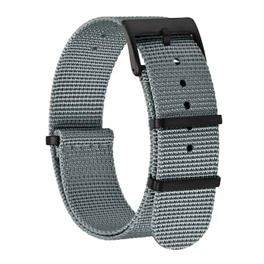 BISONSTRAP Nylon Watch Bands for Men OnePiece Military Watch Straps 22mm Grey Black Buckle