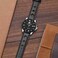 BISONSTRAP Rally Watch Bands Shrunken Leather Watch Straps for Men 20mm Black with Black Buckle