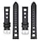 BISONSTRAP Rally Watch Bands Shrunken Leather Watch Straps for Men 22mm Black with Silver Buckle