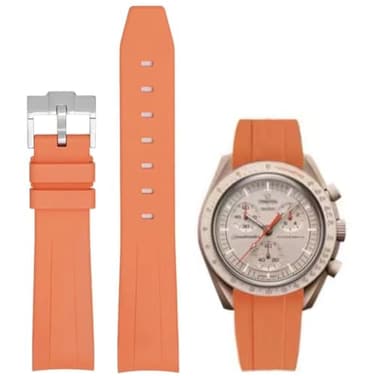 Danxancy Bands for Moonswatch WatchCurved End Rubber Watch Strap Compatible with Omega Swatch Moonswatch Speedmaster Planet Series Replacement Band for Men Women
