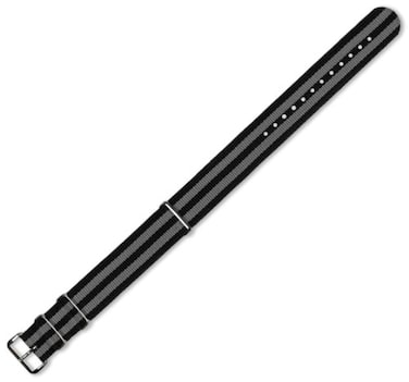 deBeer 20mm Military MoD Ballistic Nylon Watch Band Black with Grey Stripes