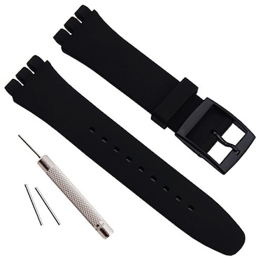 GREENOLIVE GreenOlive Replacement Waterproof Silicone Rubber Watch Strap Watch Band for Swatch 17mm 19mm 20mm 19mm Black