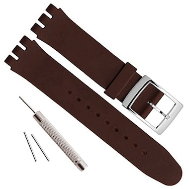 GREENOLIVE GreenOlive Silver Plated Stainless Steel Buckle Waterproof Silicone Rubber Watch Strap Watch Band 19mm Coffee