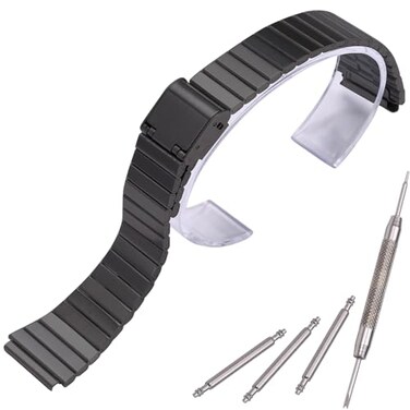 MCXGL 18mm Stainless Steel Strap Compatible with Casio A700W A158WA A168WA AE1000 Classic Bracelet Unisex Replacement Watch Band black